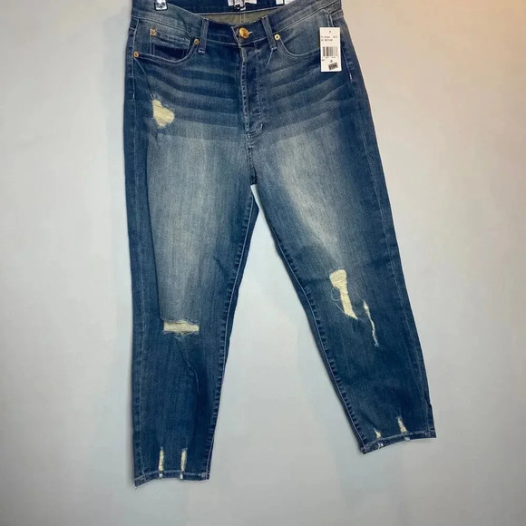 STS Blue Christy Crop Tapered Jeans Distressed High Rise Medium Wash Size 29 - Picture 4 of 10